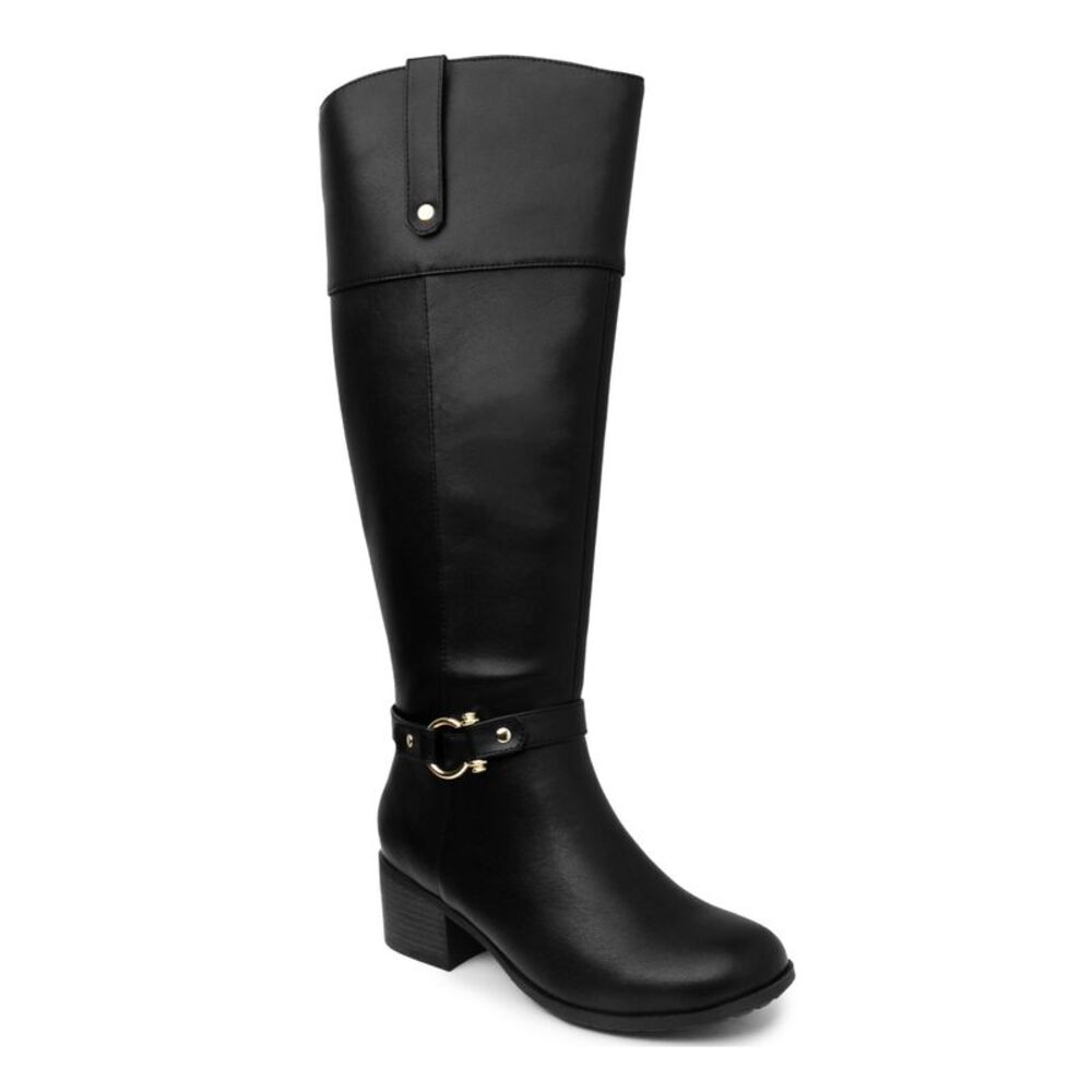KAREN SCOTT Womens Black Croc Harness Straps Vickyy Almond Riding Boot 8 M